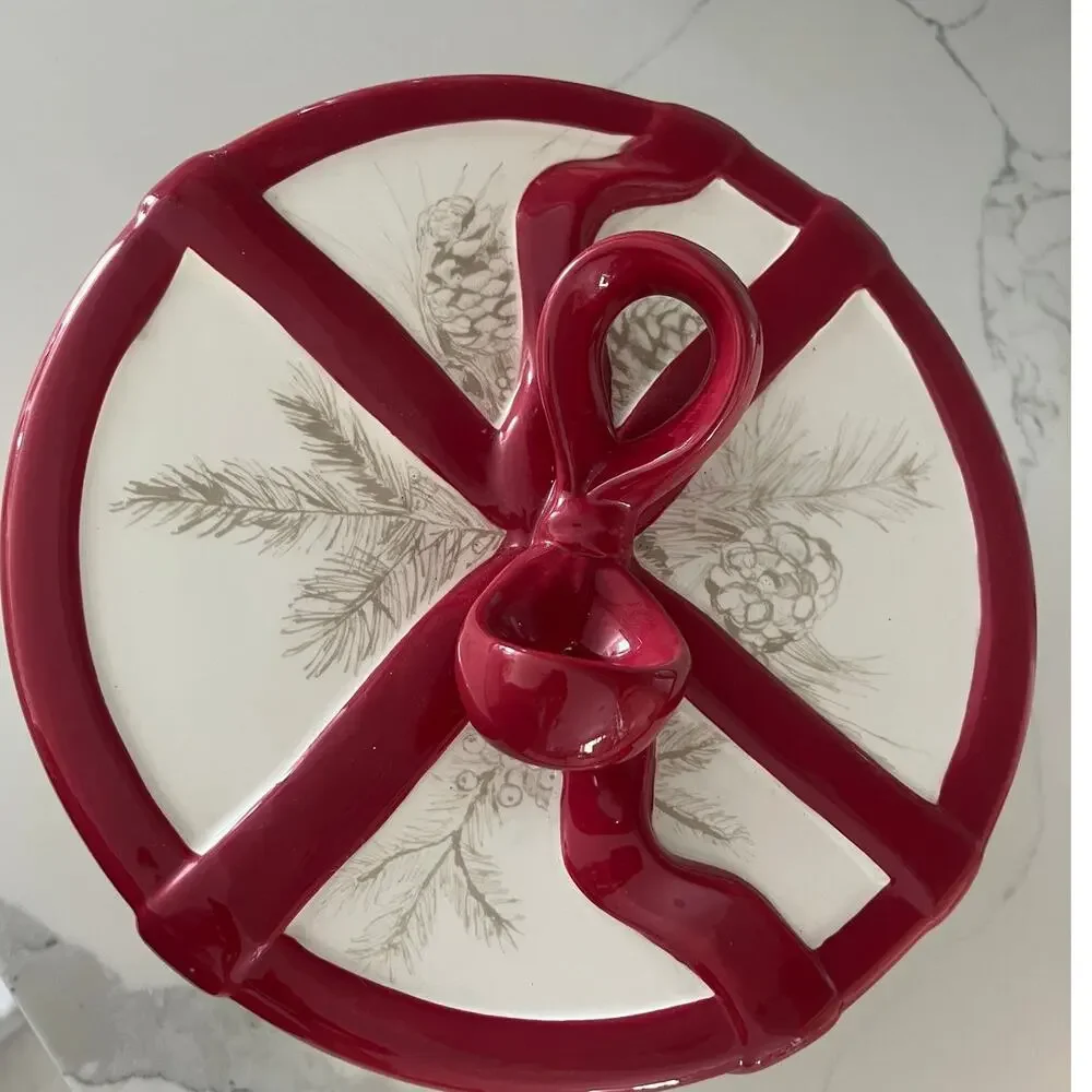 Williams-Sonoma large Christmas Carols cookie jar bow lid ceramic decor kitchen